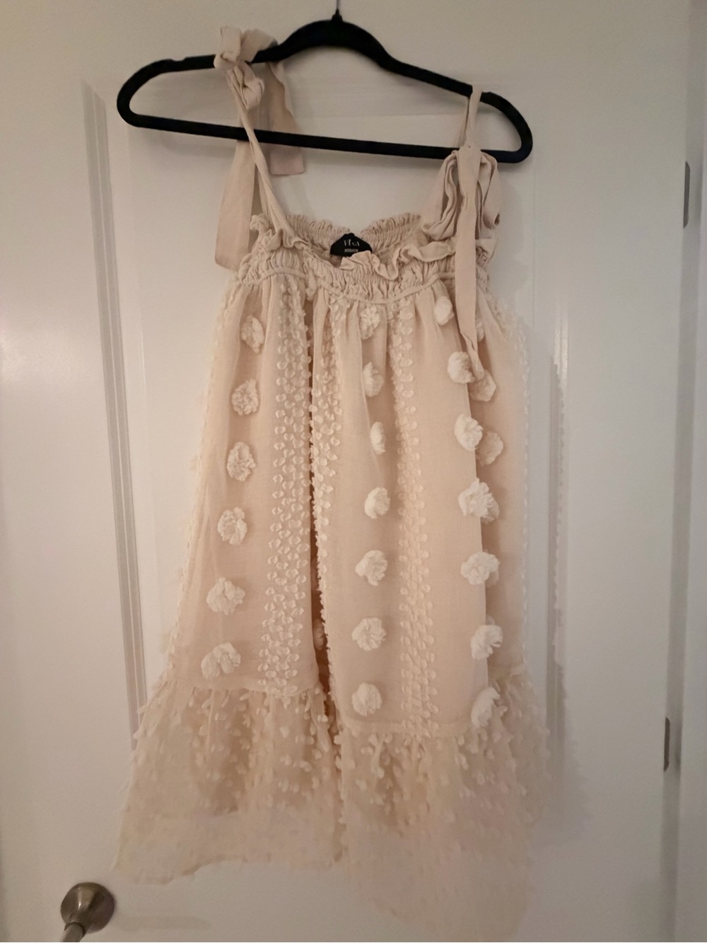 Vici Cream Pom-Pom Tie-Shoulder Dress for Girls